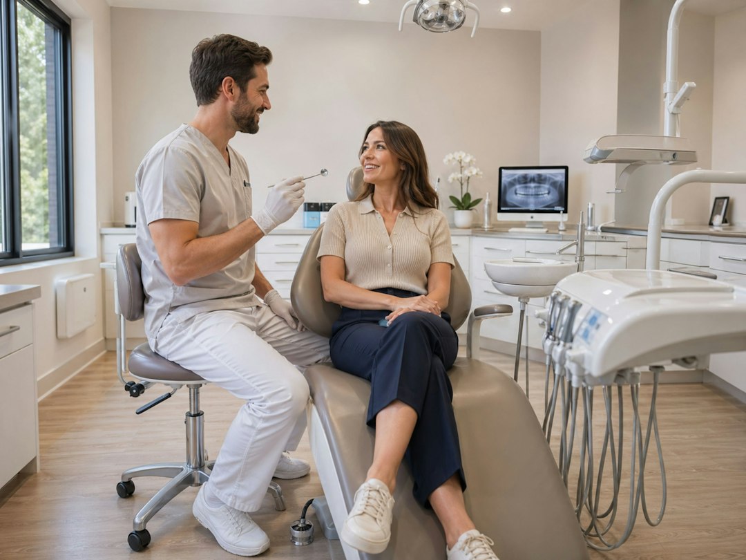 طبيب أسنان يناقش خيارات العلاج مع مريض